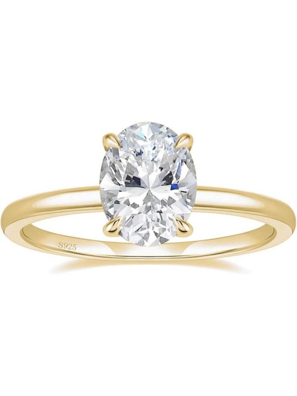 Elegant 925 Sterling Silver Oval Cut Engagement Ring for Women - Timeless Design